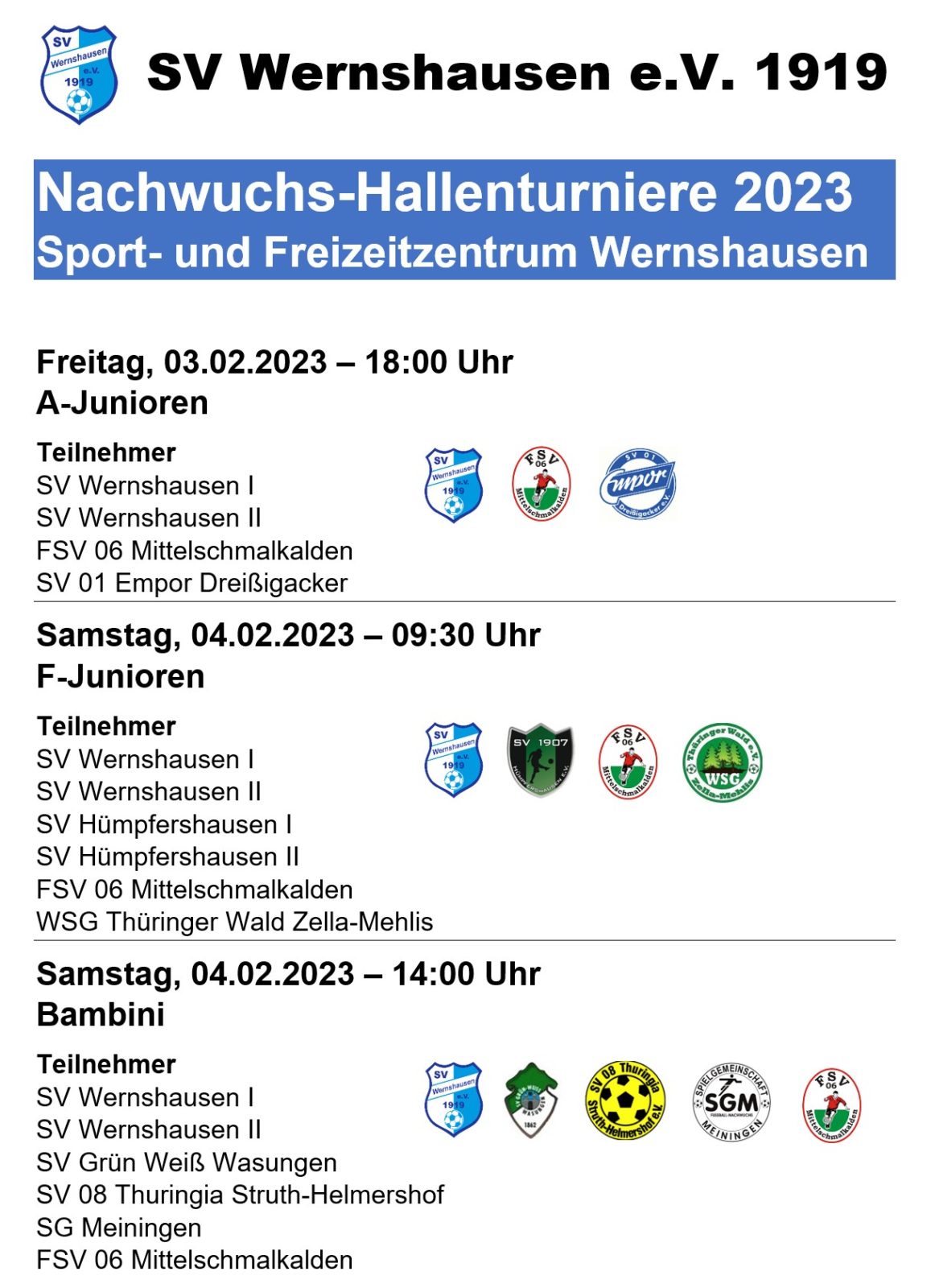 Nchwuchs-Hallenturnier im Sport- und Freizeitzentrum Wernshausen 2023