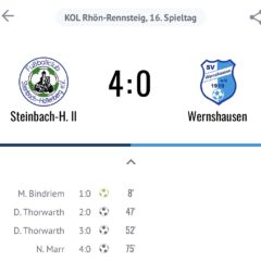 Auswärtsniederlage der 1. Mannschaft gegen Steinbach/Hallenberg II