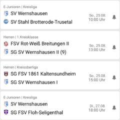 Spielansetzungen 25. bis 27.08.2024