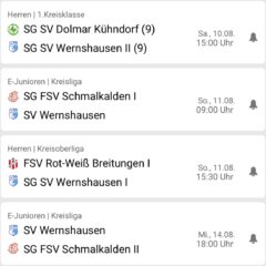 Spielansetzungen 10. bis 14.08.2024