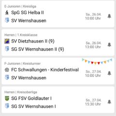Spielansetzungen 26. – 27.04.2025