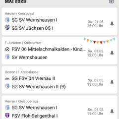Spielansetzungen 01. – 04.05.2025