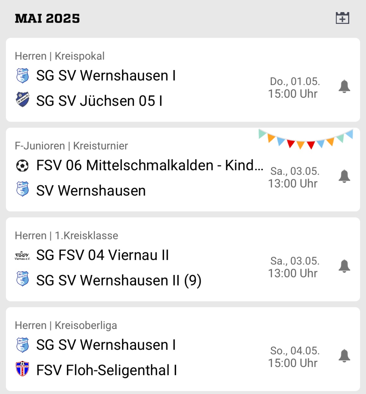Spielansetzungen 01. – 04.05.2025