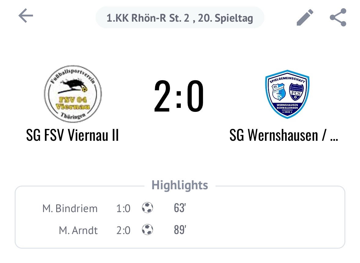Zweite Mannschaft verliert in Viernau