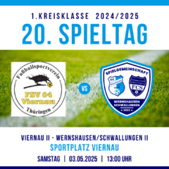 20. Spieltag 1. Kreisklasse Rhön-Rennsteig 2024/2025