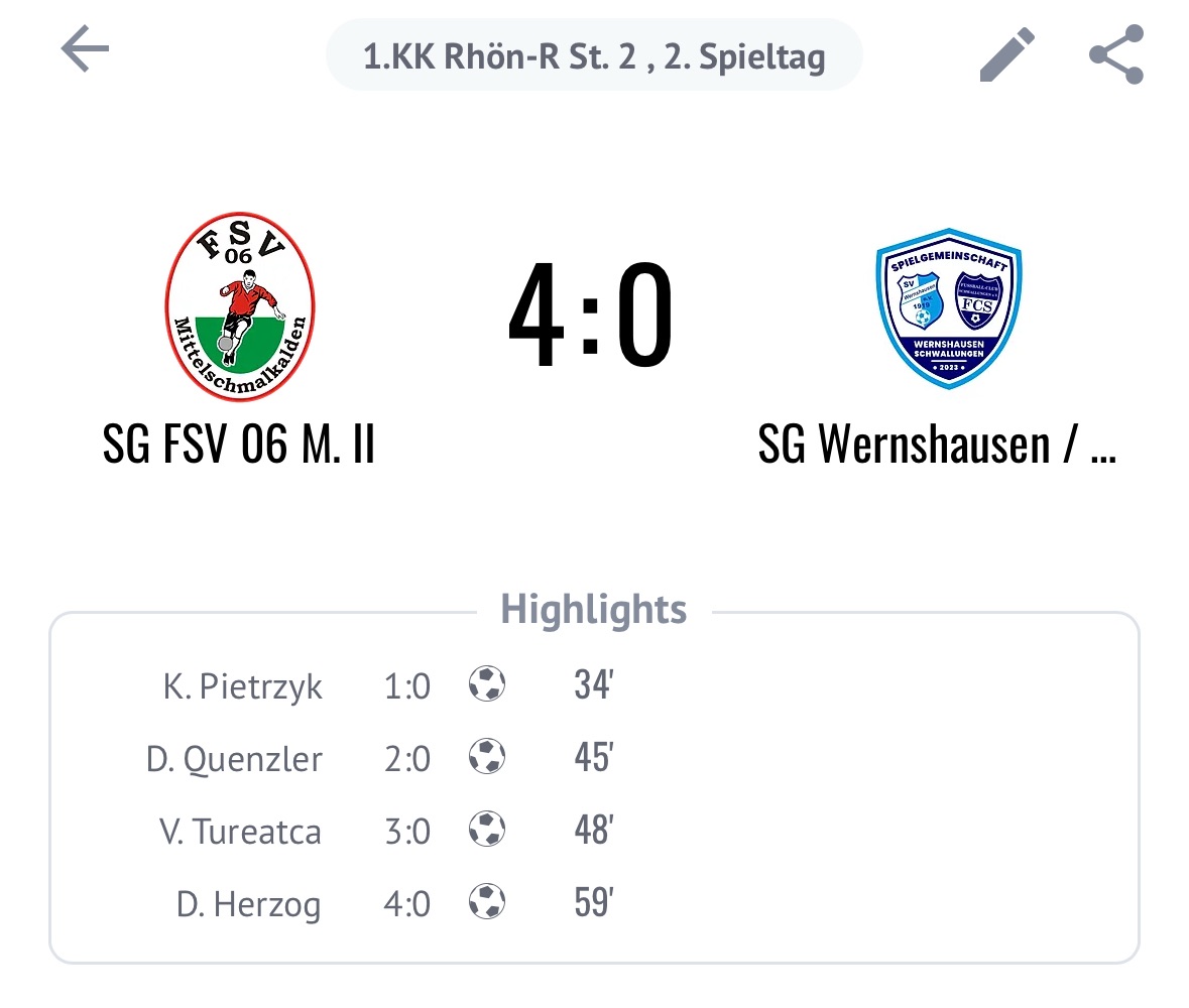 Zweite verliert gegen Mittelschmalkalden
