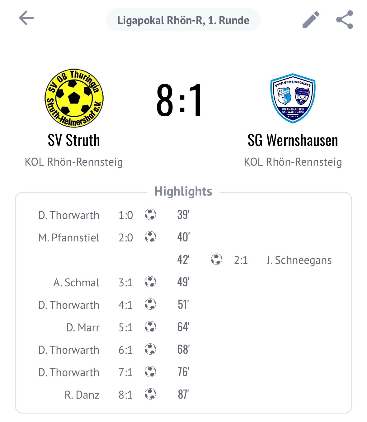 Pokalaus in der 1. Runde