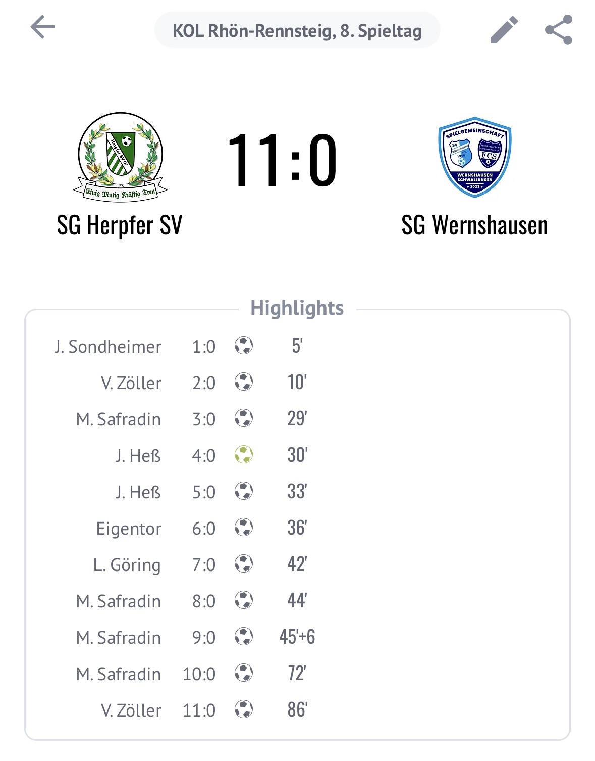 Deutliche Niederlage gegen Herpf: 0:11 – Ein Tag zum Vergessen für unsere SG