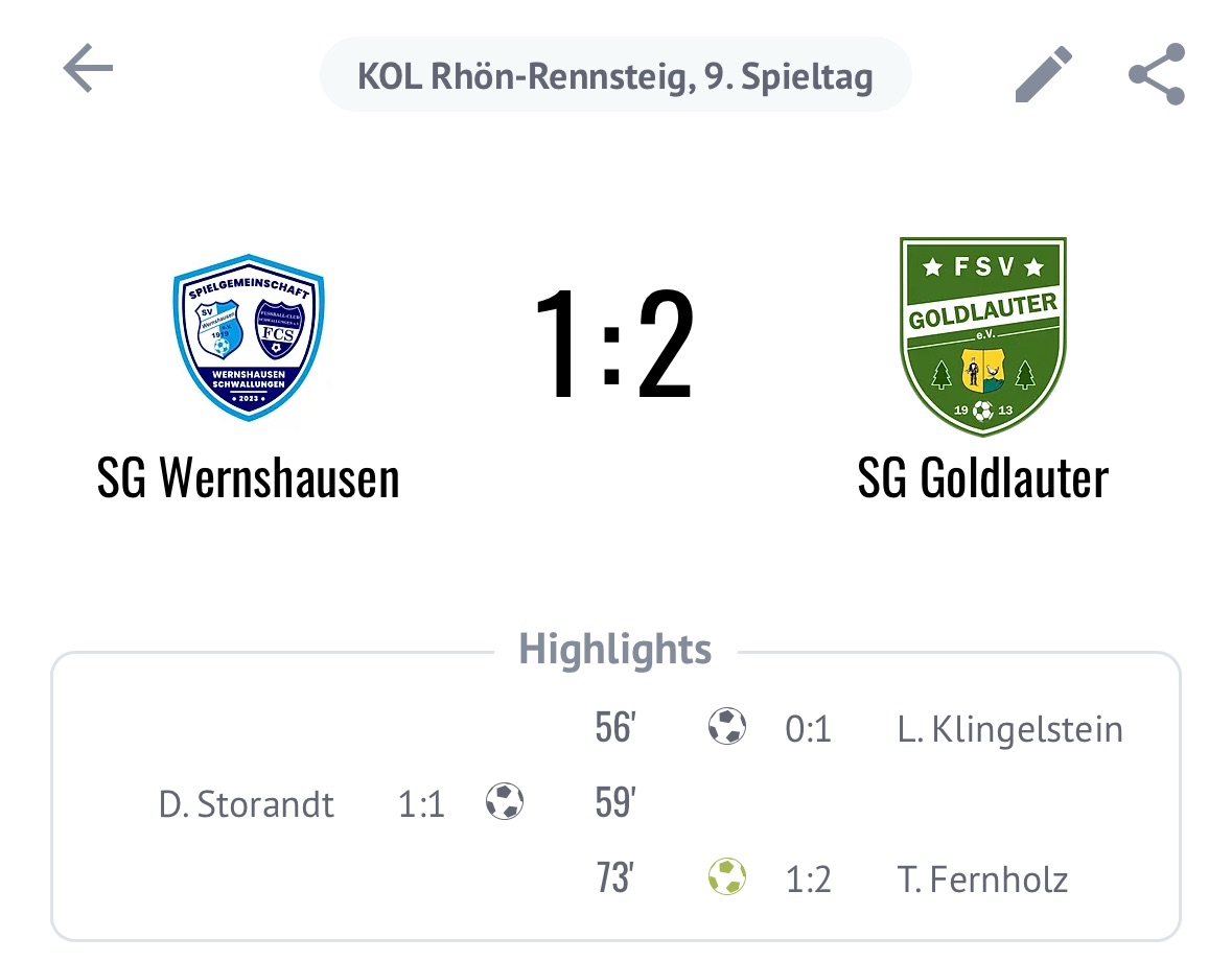 Erste Mannschaft mit knapper Heimniederlage gegen Goldlauter