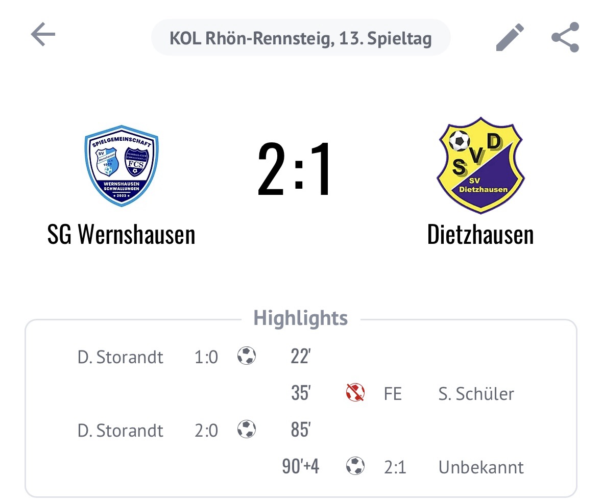 Erste Mannschaft holt 3 Punkte gegen Dietzhausen