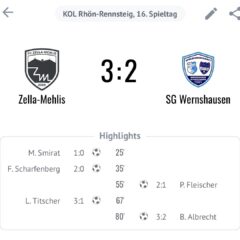 Knappe Auswärtsniederlage gegen Zella-Mehlis