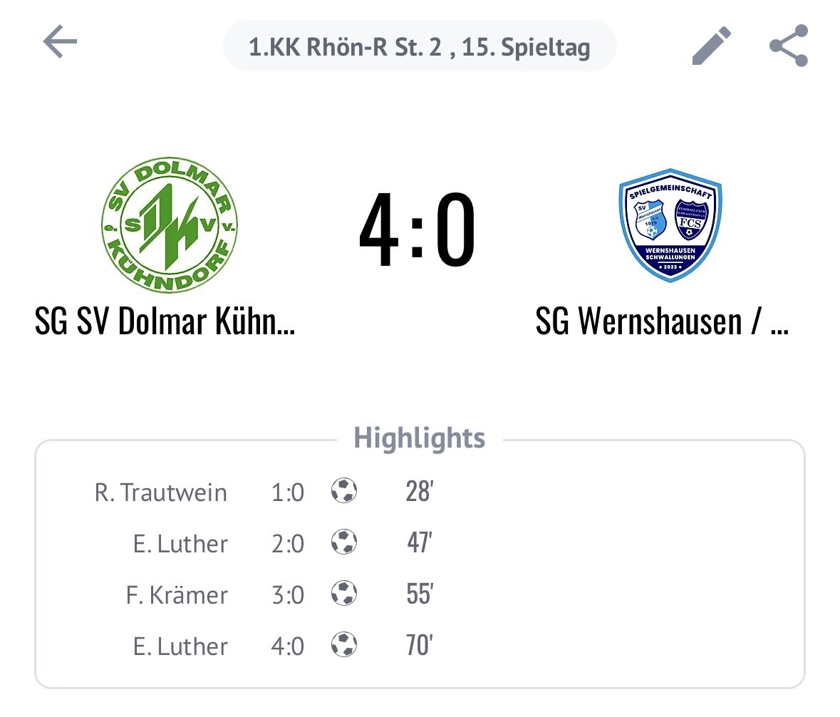 Zweite Mannschaft unterliegt Dolmar/Kühndorf